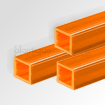 Tube carré polycarbonate orange fluo transparent brillant - cotés 10x10mm - Long.4m