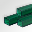 Tube carré polycarbonate vert transparent brillant - cotés 10x10mm - Long.4m