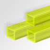 Tube carré polycarbonate jaune fluo transparent brillant - cotés 10x10mm - Long.4m