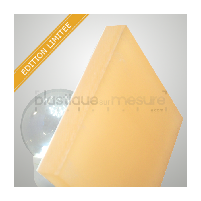 Plexiglas Opaque Jaune Pastel / Dos Blanc - 15mm