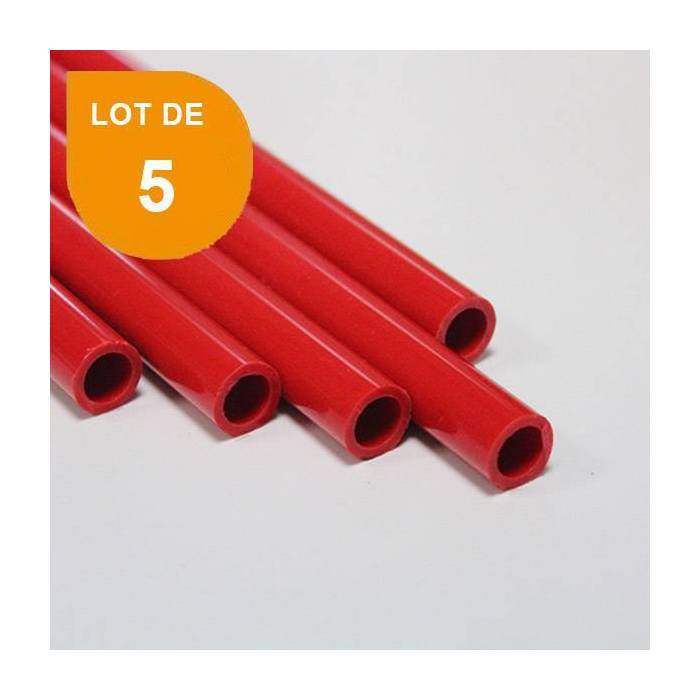 Tube ABS rouge opaque x 5 - Diam. 6.4 mm - Long. 760 mm