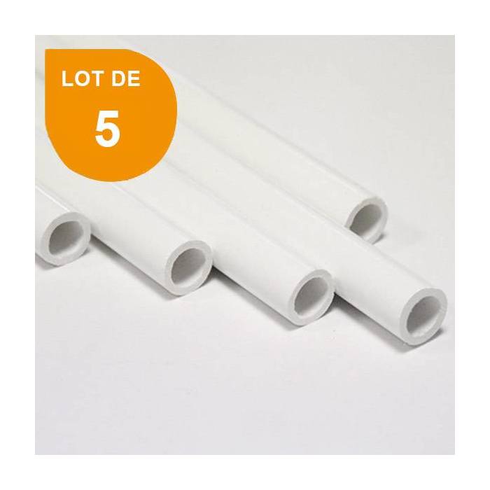 Tube ABS blanc opaque x 5 - Diam. 6.4 mm - Long. 760 mm