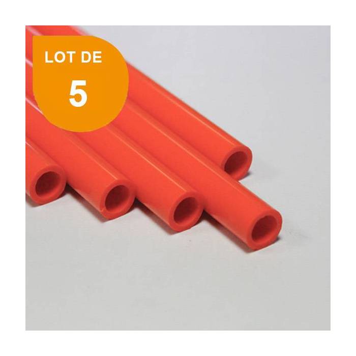 Tube ABS orange opaque x 5 - Diam. 7.9 mm - Long. 760 mm