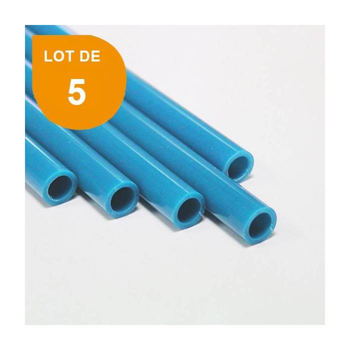 Tube ABS bleu clair opaque x 5 - Diam. 9.5 mm - Long. 760 mm