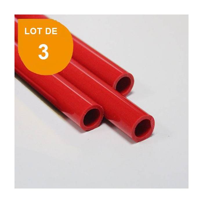 Tube ABS rouge opaque x 3 - Diam. 11.1 mm - Long. 760 mm