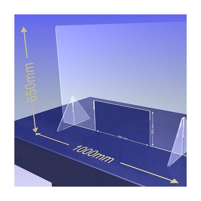 Écran de protection en plexiglass transparent avec passe colis - Hygiaphone - 1000x650mm