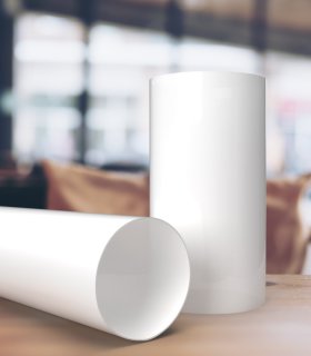 Tube plexiglass PMMA extrudé blanc diffusant brillant - Diam. 200x194 mm - Long. 670 mm
