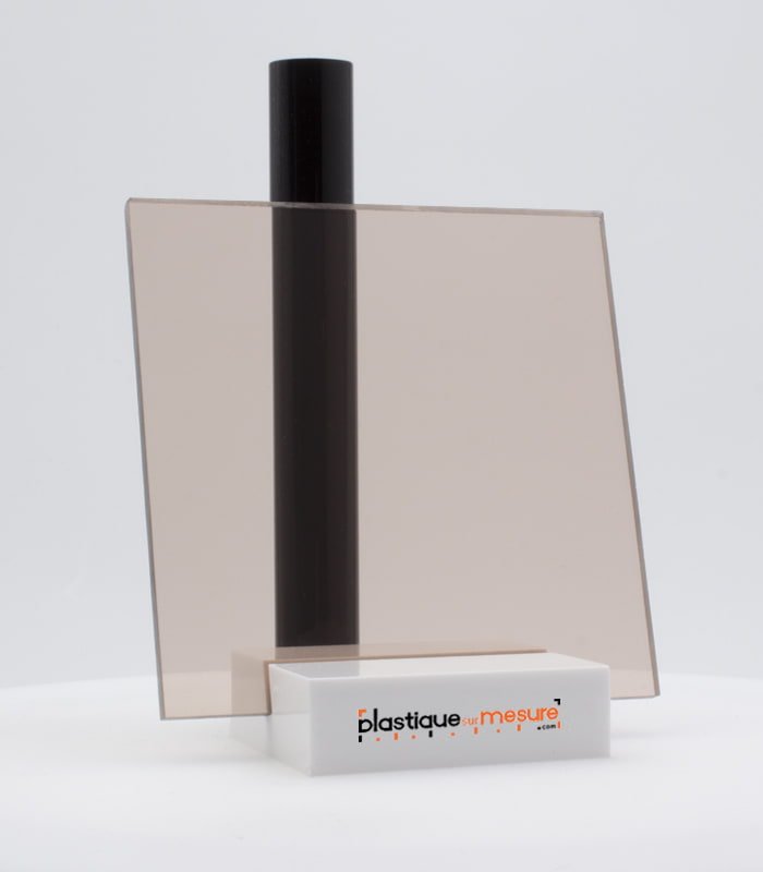 Plaque plexiglass coulé fumé marron clair transparent brillant - Ép. 3 mm