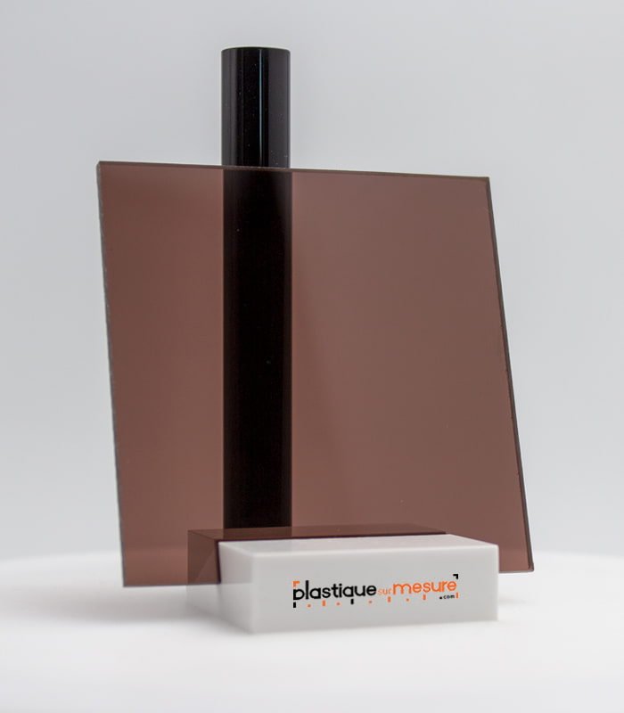 Plaque plexiglass coulé fumé marron foncé brillant - Ép. 3 mm
