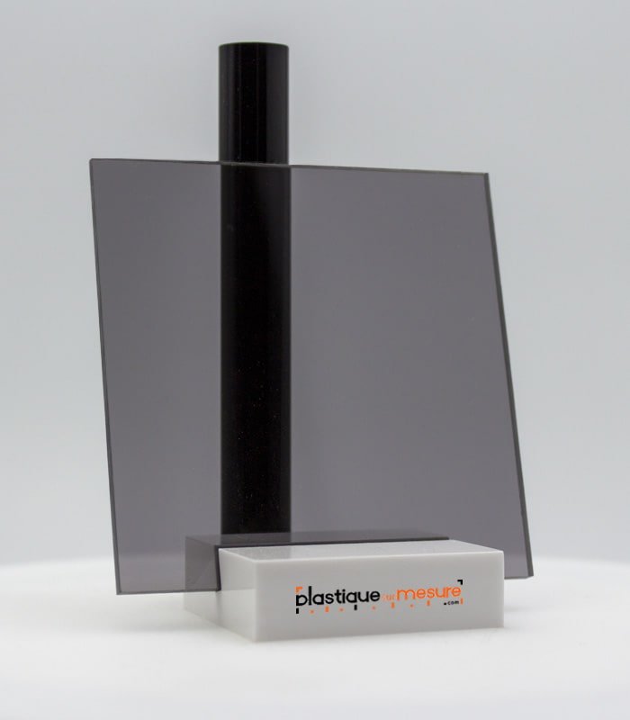 Plaque PMMA fumé gris transparent brillant - Ép. 3 mm