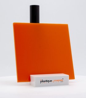 Plaque plexiglass PMMA coulé orange diffusant brillant - Ép. 3 mm