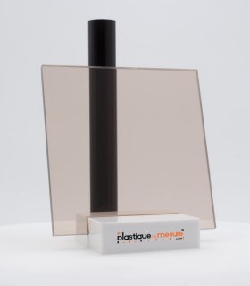 Plaque plexiglass PMMA coulé fumé marron clair transparent brillant - Ép. 4 mm