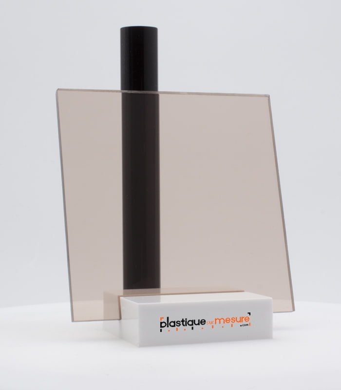 Plaque plexiglass coulé fumé marron clair brillant - Ép. 4 mm