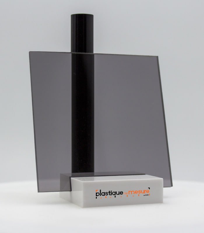 Plaque plexiglass PMMA coulé fumé gris brillant - Ép. 4 mm