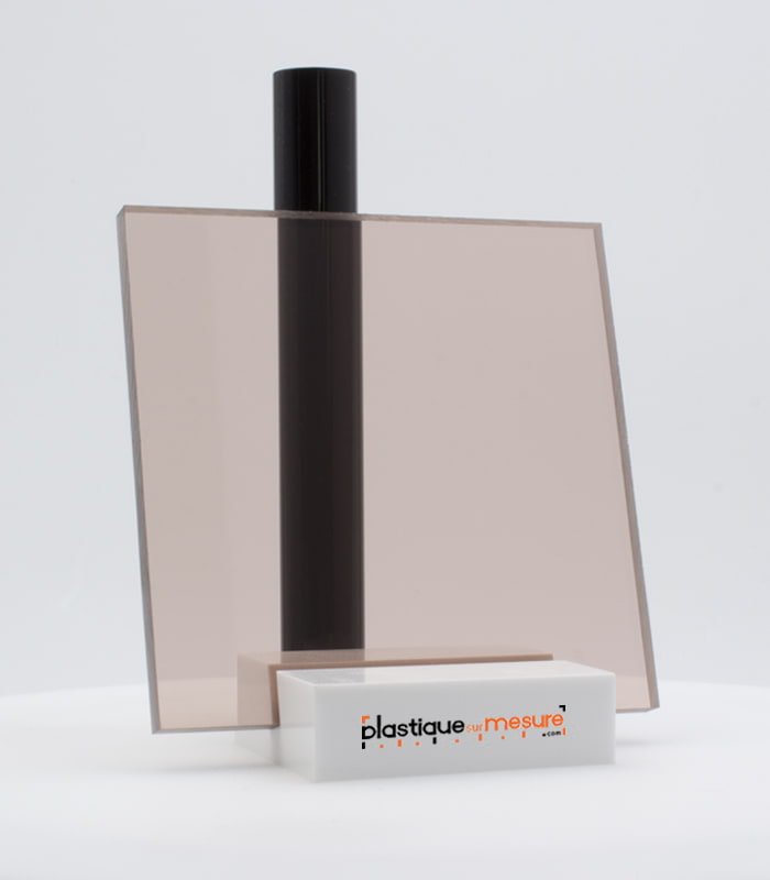 Plaque plexiglass coulé fumé marron clair transparent brillant - Ép. 5 mm