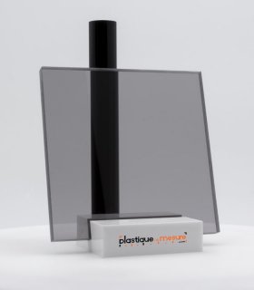 Plaque PMMA fumé gris transparent brillant - Ép. 5 mm