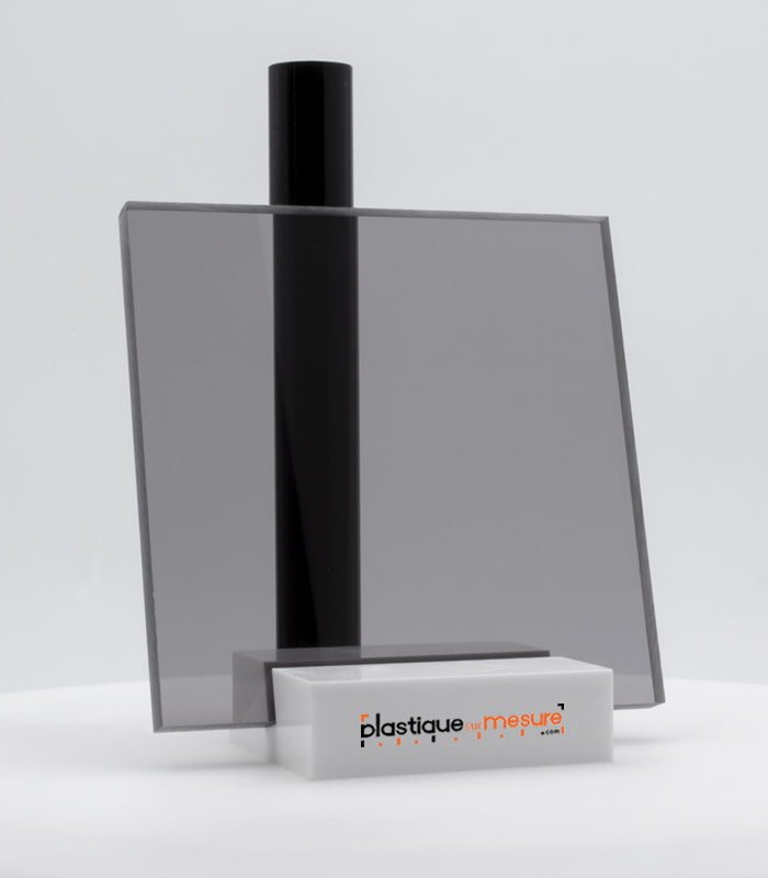 Plaque plexiglass coulé fumé gris brillant - Ép. 6 mm