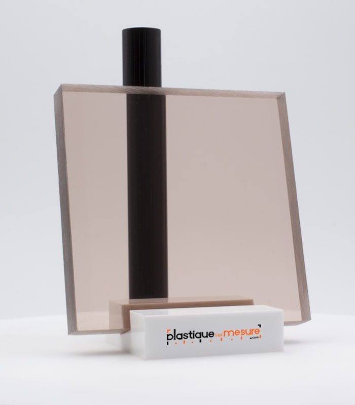 Plaque plexiglass coulé fumé marron clair transparent brillant - Ép. 10 mm