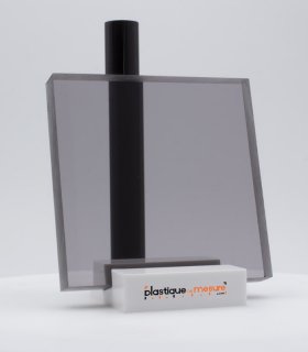 Plaque plexiglass PMMA coulé fumé gris transparent brillant - Ép. 10 mm