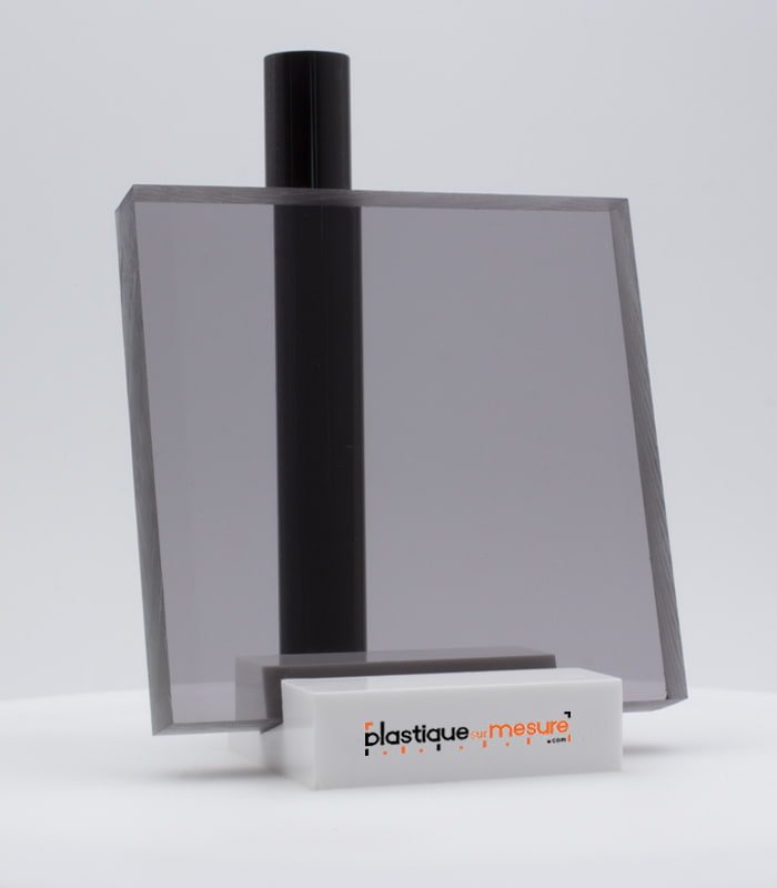 Plaque plexiglass coulé fumé gris brillant - Ép. 10 mm