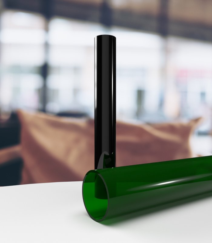 Tube polycarbonate transparent vert brillant extrudé - Diam.30x28mm - Long.2,4m