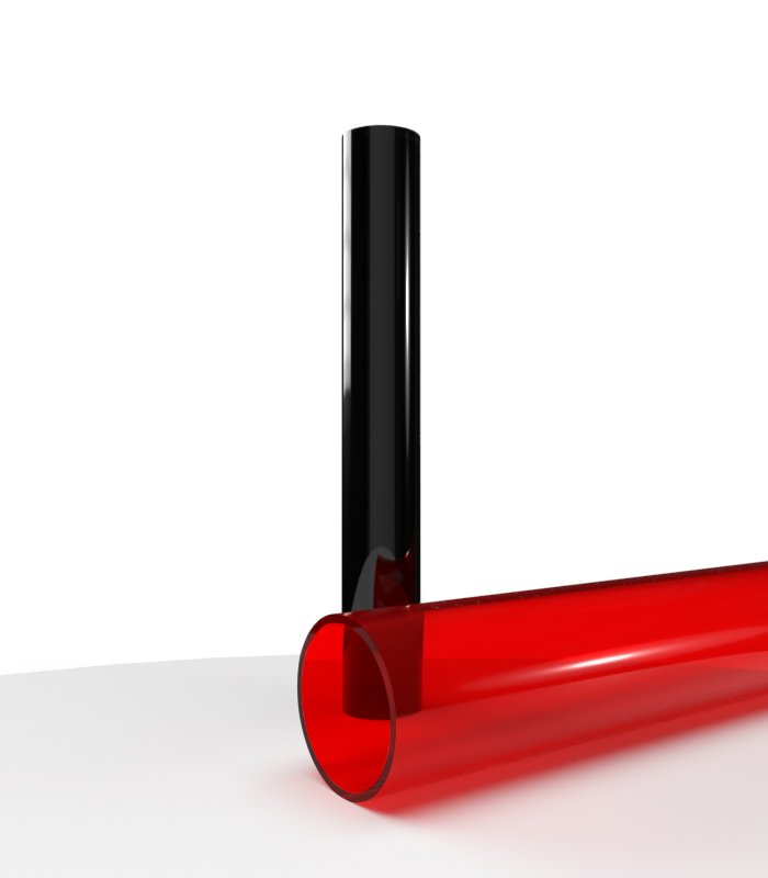 Tube polycarbonate transparent rouge brillant extrudé - Diam.30x28mm - plastiquesurmesure.com