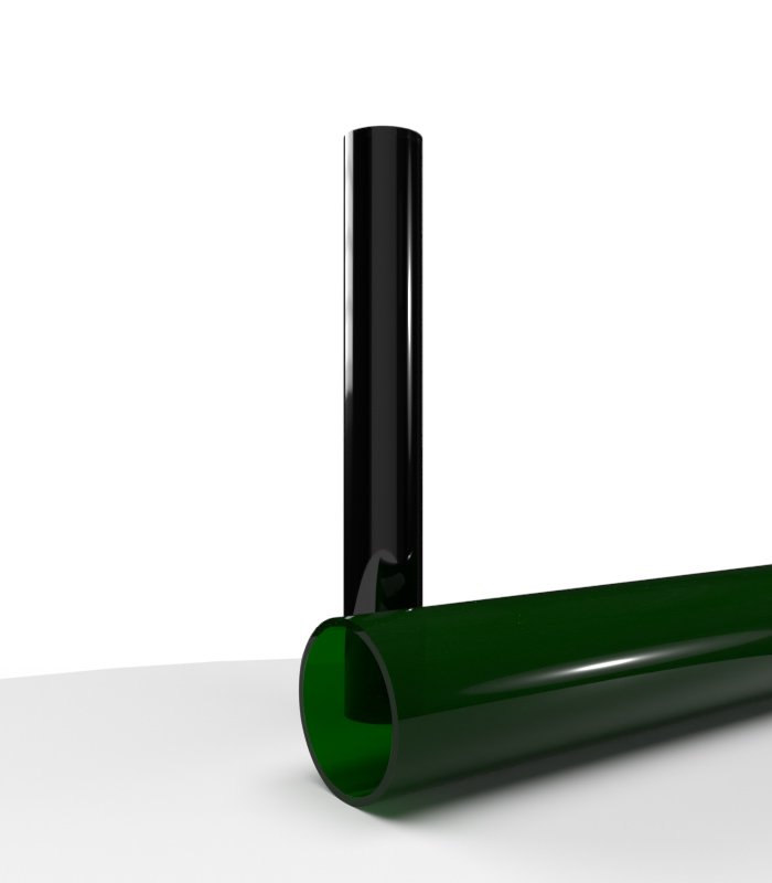 Tube polycarbonate transparent vert brillant extrudé - Diam.30x28mm - Long.2,4m - plastiquesurmesure.com