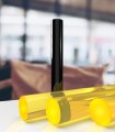 Bâton plexiglass transparent jaune fluo brillant coulé - Diam.40mm - Long.2m