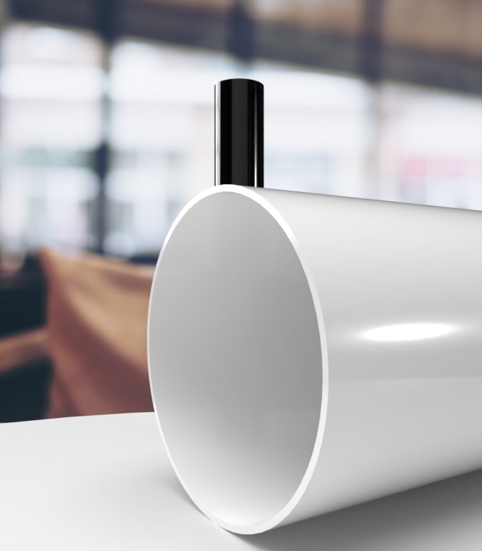 Tube plexi blanc diffusant brillant extrudé - Diam.200x194mm - Long.170mm - plastiquesurmesure.com
