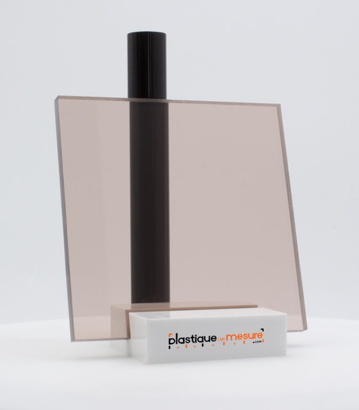 Plaque plexiglass coulé fumé marron clair transparent brillant - Ép. 8 mm