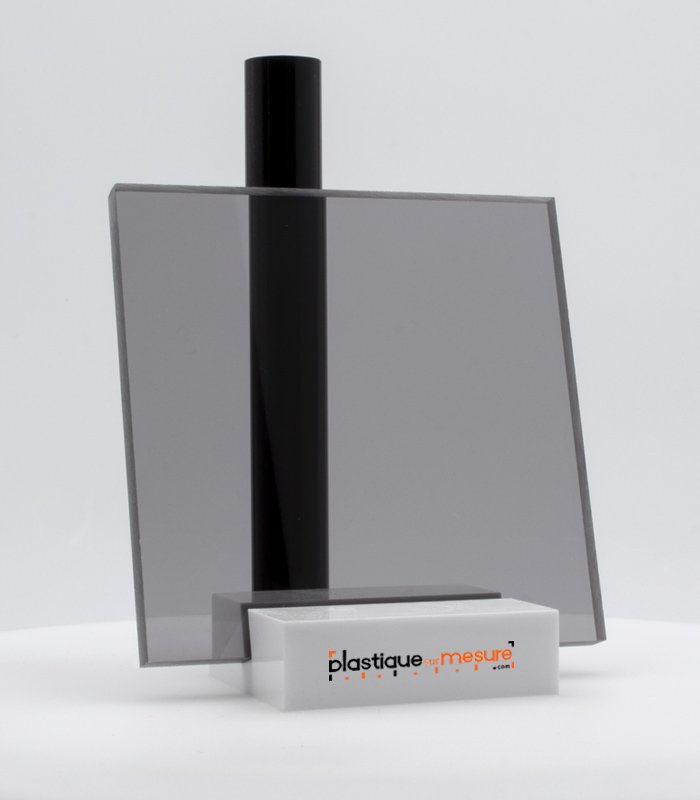 Plaque plexiglass coulé fumé gris brillant - Ép. 8 mm