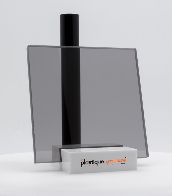Plaque plexiglass coulé fumé gris transparent brillant - Ép. 8 mm