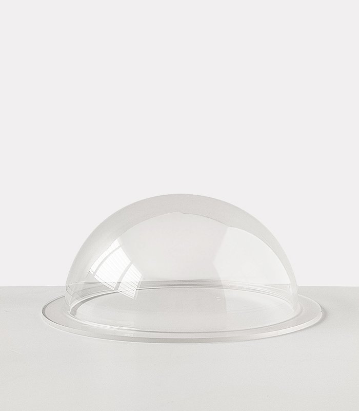Demi-Sphère avec collerette PMMA coulé incolore transparent brillant - Diam. 100 mm - sans fond