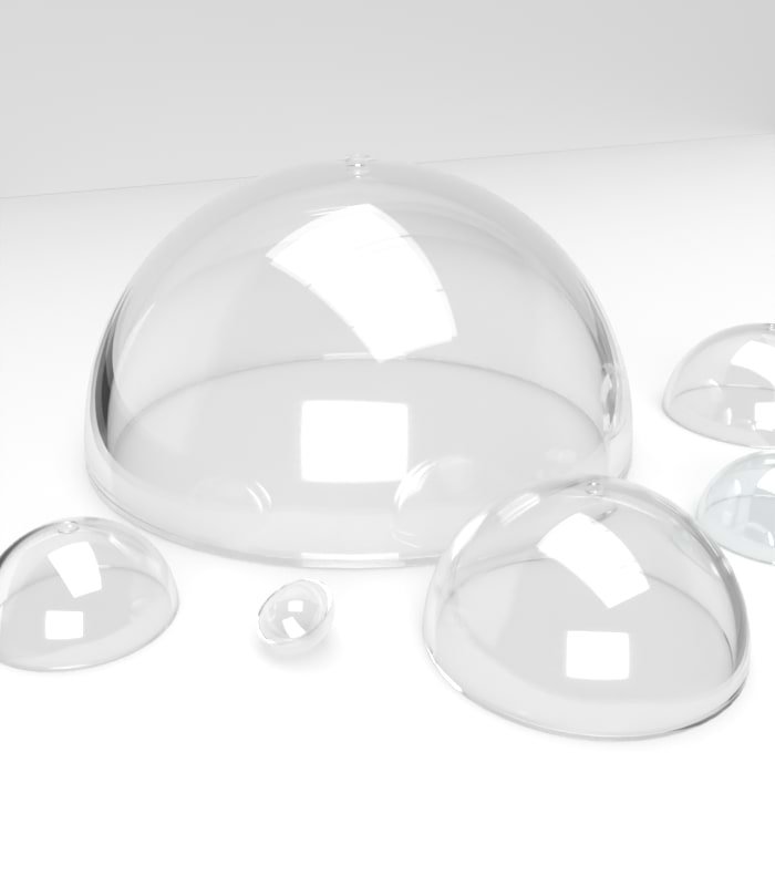 Demi-Sphère sans collerette PMMA choc incolore transparent brillant - Diam. 44,5 mm sans fond