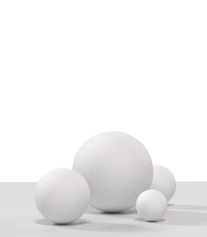 Boule en polystyrène expansé blanc opaque Satiné - Diam. 80 mm - Sans fond