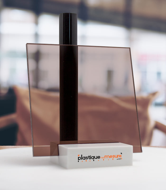 Plaque plexiglass teinté fumé marron foncé brillant coulé - 4mm