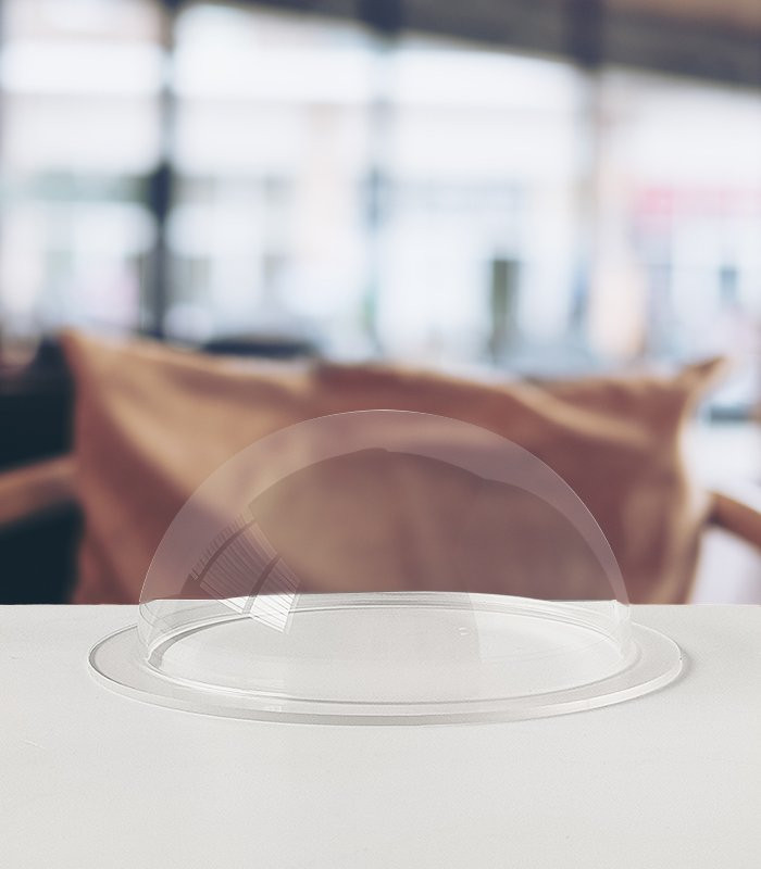 Demi Sphère avec collerette PMMA coulé incolore transparent brillant - Diam. 50 mm